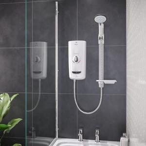 A render of a shower on a tiled bathroom wall 