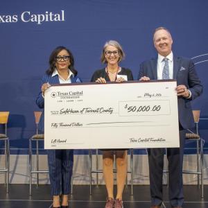 three people standing together
