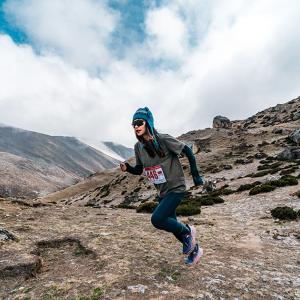 Runner on Mt. Everest doing the marathon.