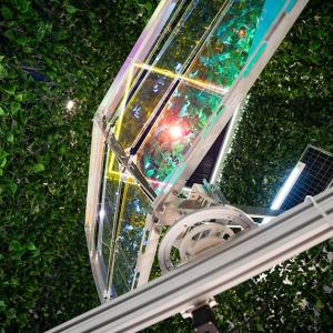 Image of solar panels shown from an aerial view.