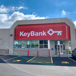KeyBank branch shown from the outside.