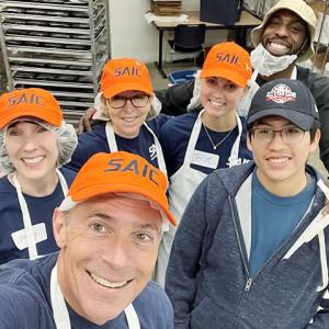 A group of volunteers taking a selfie 