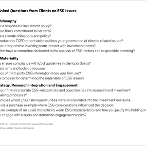 Display 3 - Frequently Asked Questions from Clients on ESG Issues
