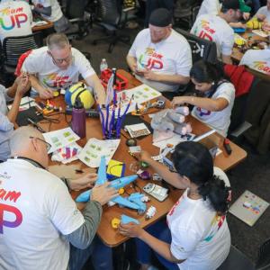 Team UP volunteers working in small groups