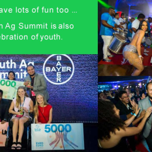 Collage of photos from the Youth Ag summit, dancing and 5000 euro winners.