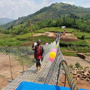 local using Kagarama Suspended Bridge in Rwanda