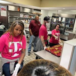 People working with food