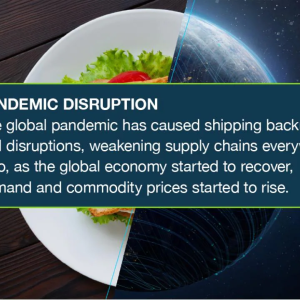 PANDEMIC DISRUPTION The global pandemic has caused shipping backups and disruptions, weakening supply chains everywhere. Also, as the global economy started to recover, demand and commodity prices started to rise.