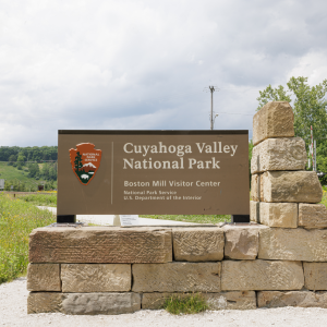 A sign saying "Cuyahoga Valley National Park"