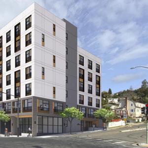 8930 MacArthur is a multi-family affordable housing plus commercial project in East Oakland. New Way Homes purchased this long vacant lot and obtained approvals for environmental cleanup of the site.