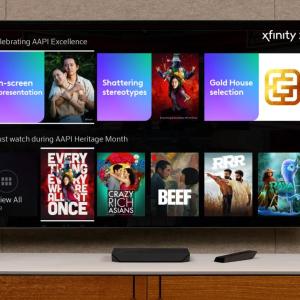 A TV screen showing AAPI content