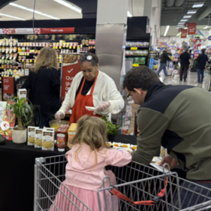A group of people at a grocery store
