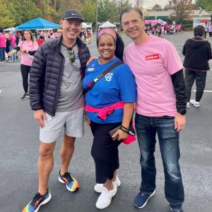 Davor smiles with two ACS board members at the MSABC of the Triangle Walk event.