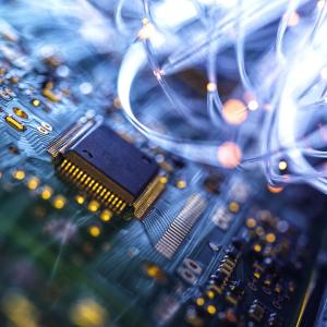 Close up of a microchip.