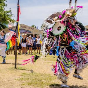 A person in traditional dress dancing.