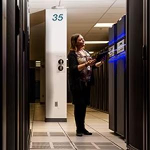 Person checking servers