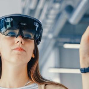 person wearing augmented reality googles