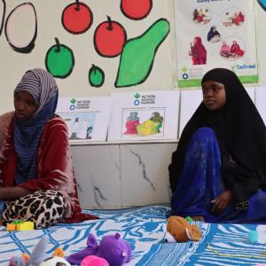 Abay attends IYCF counseling session at Bayhaaw Stabilization Center in Baidoa. 
