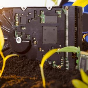 computer part in the dirt