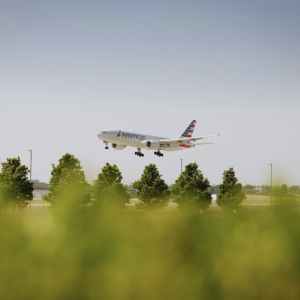 An aeroplane taking off for flight