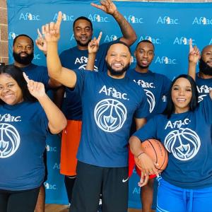 Aflac Employee Team: Front row: Melissa Davis, Kendall Saxon, Veronica Goodwin. Back row: Brandon Smalls, Quan Prowell, Refeno King, Jordan Vernon.