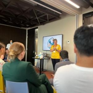 Naomi Spence, Head Play Therapist from the Children’s Cancer and Hematology Unit, demonstrates how My Special Aflac Duck® helps provide comfort to kids with cancer and blood disorders.