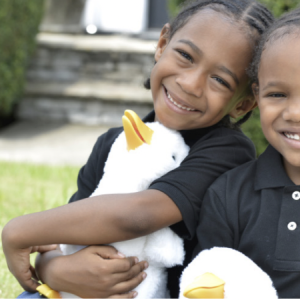 Sawyer Guillory was born with sickle cell disease and received his twin brother Saxton’s bone marrow as his cure. Both were part of Aflac’s pilot program in 2021 to provide a new version of My Special Aflac Duck to children with sickle cell disease.