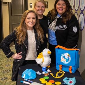 Alayne Gamache, Aflac; Sara Orton, development director, Aflac Cancer and Blood Disorders Center; and Jaime Gaudet, Aflac Market Director, deliver My Special Aflac Ducks to St. Luke’s Children’s Hospital in Boise Idaho.