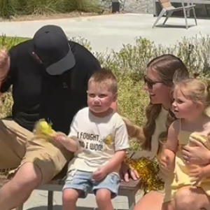 Young Austin shown with his family.