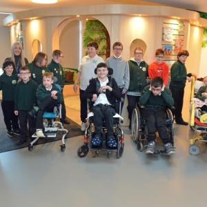 Alfreton Park School students in front of their new library