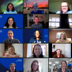 Zoom screenshot of participants at The Allstate Foundation & Common Impact's day of service supporting domestic violence nonprofits