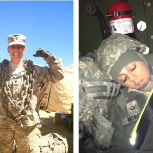 Amber shown in her fatigues while in the military.