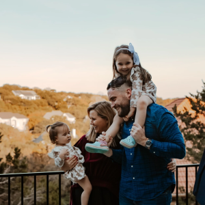 Amber Boyle with partner and two kids