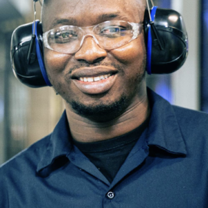 Person wearing ear defenders 