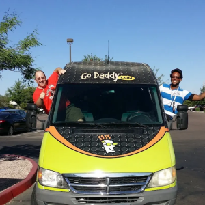 Andre is a GoDaddy painted van.