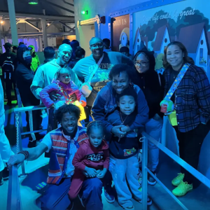Angora and her family at an amusement park.