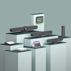 A display of video collaboration devices 