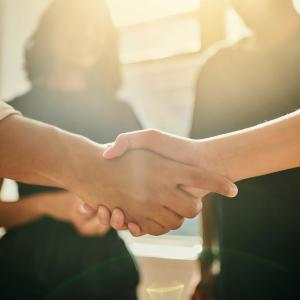 Close up of a handshake