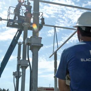 Black & Veatch construction worker shown on a worksite.