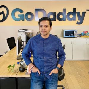 Arpan Gupta shown in the GoDaddy India office.