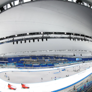 Fisheye view of ice rink