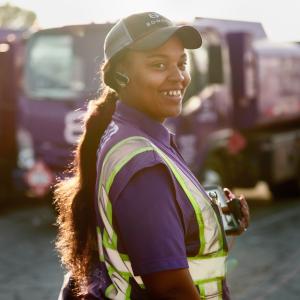 Booster service professional smiles. 