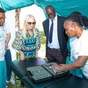 Photo: BMS Foundation President Catharine Grimes tours Cure Cervical Cancer Kenya's Mobile Health for Mamas Outreach