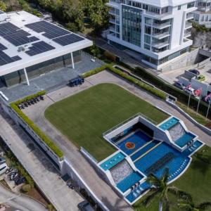 Bacardi Bermuda headquarters with solar panels on roof