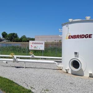 lifelike Enbridge tank set up for 811 Call Before You Dig training