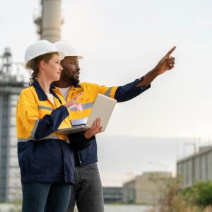 Engineers looking onward at site 