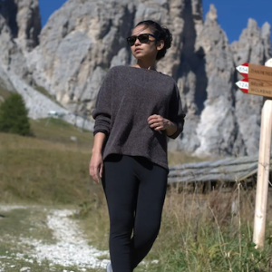 Bhumi hiking in the mountains.