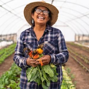 Cherilyn Yazzi shown on her farm.