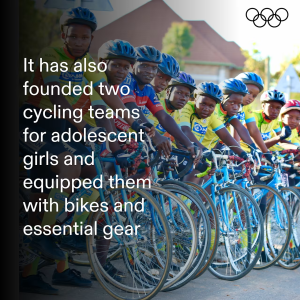 "It has also founded two cycling teams for adolescent girls and equipped them with bikes and essential gear"