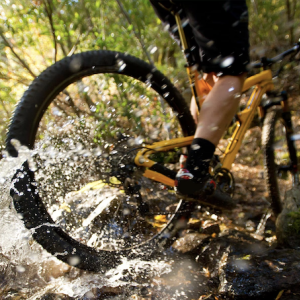 Bike going through some water